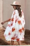 Orange Floral Kimono Sleeves Chiffon Open Front Cover Up Dress